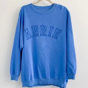 Aerie Oversized Everyday Blue Logo Crewneck Sweatshirt - Size Large